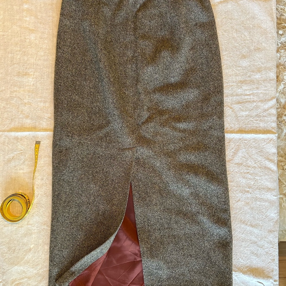 Vintage Ralph Lauren Brown Tweed 100% Lamb’s Wool Pencil Skirt - Picture 5 of 9